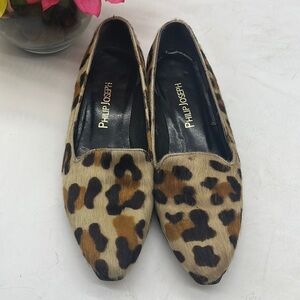 Philip Joseph Pony Hair Leopard Print Slip On Loafer Size 6AA MCL3989